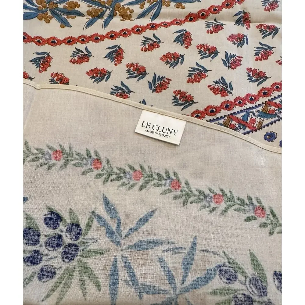 Le Cluny France Olives & Mimosa Provential 69” Round Acrylic Coated Tablecloth